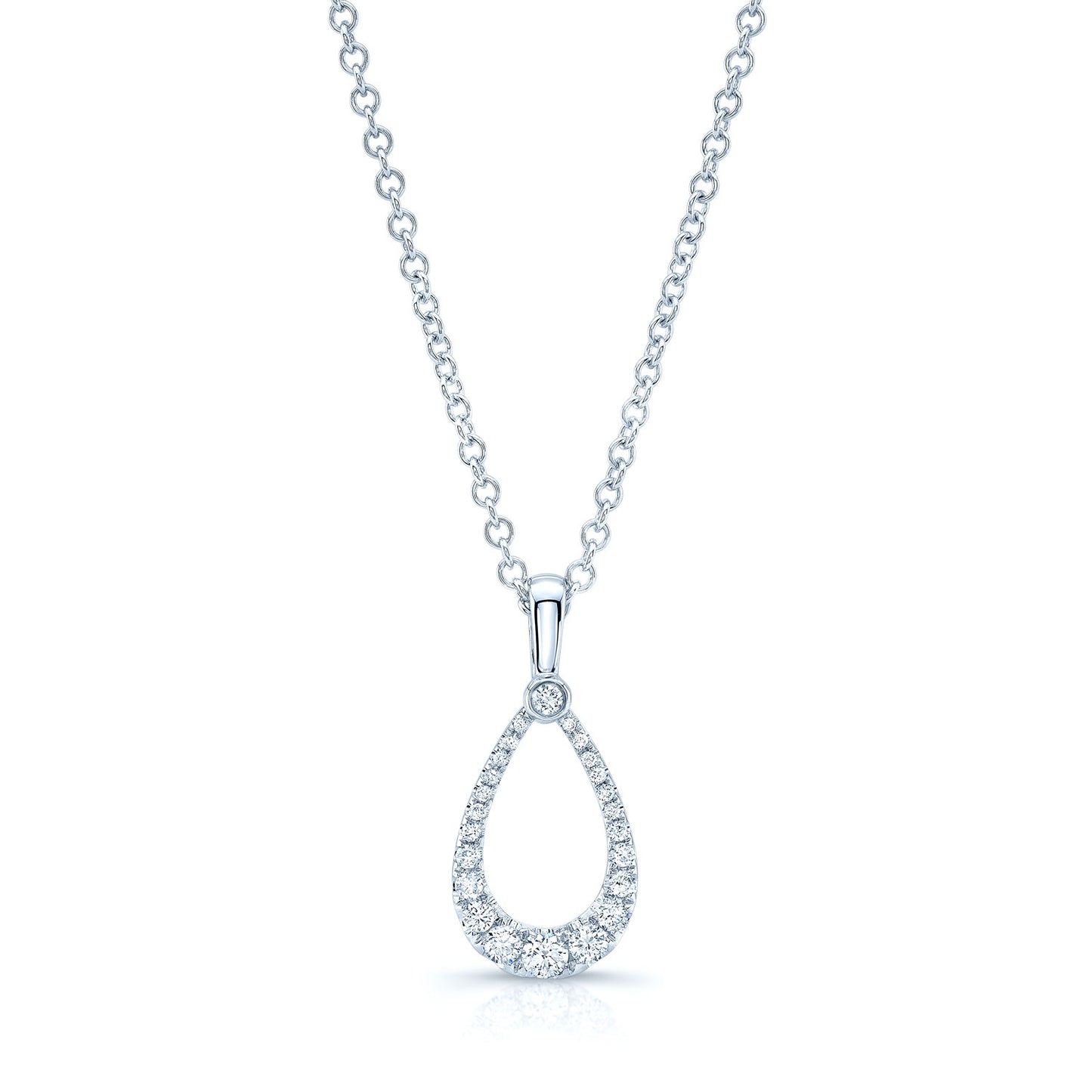 Diamond Tear Drop Pendant In 14k White Gold