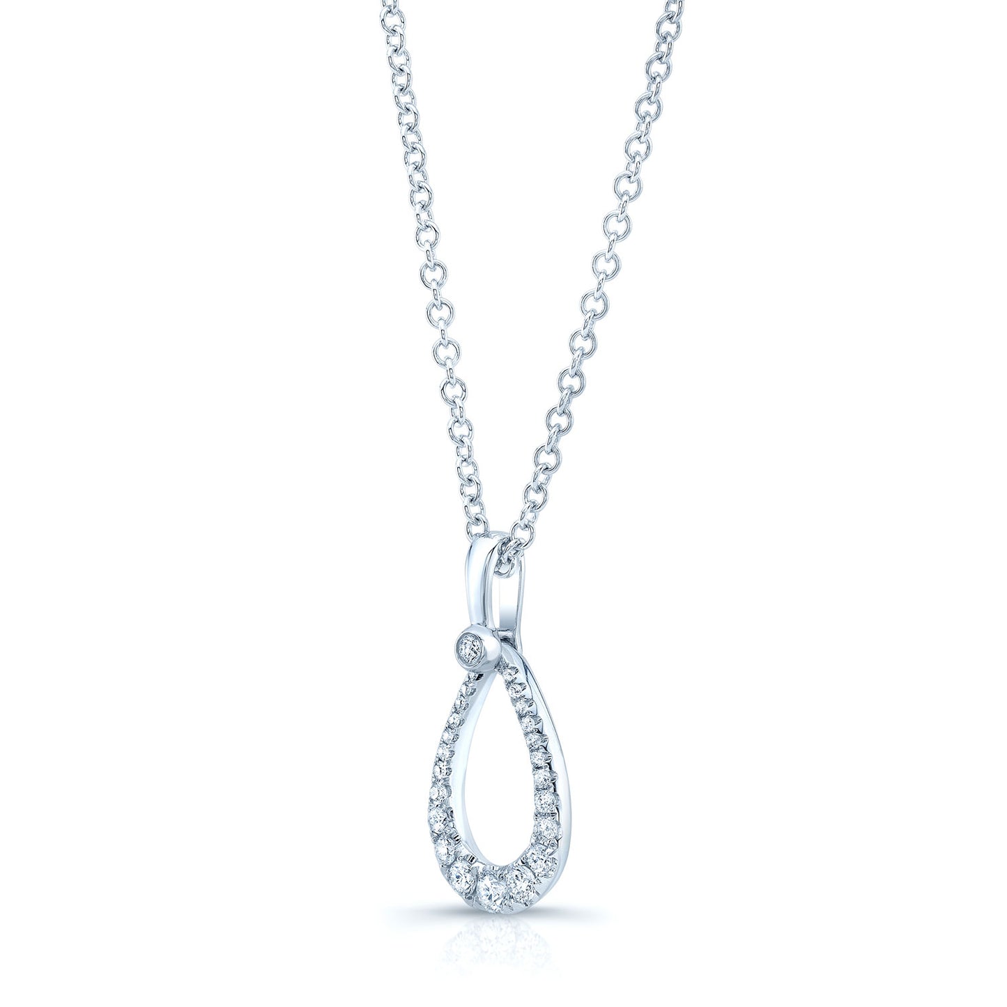 Diamond Tear Drop Pendant In 14k White Gold
