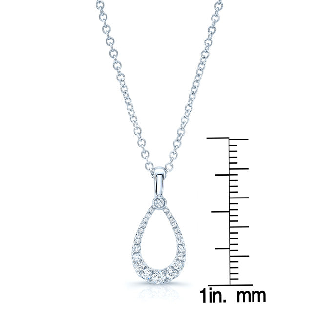Diamond Tear Drop Pendant In 14k White Gold