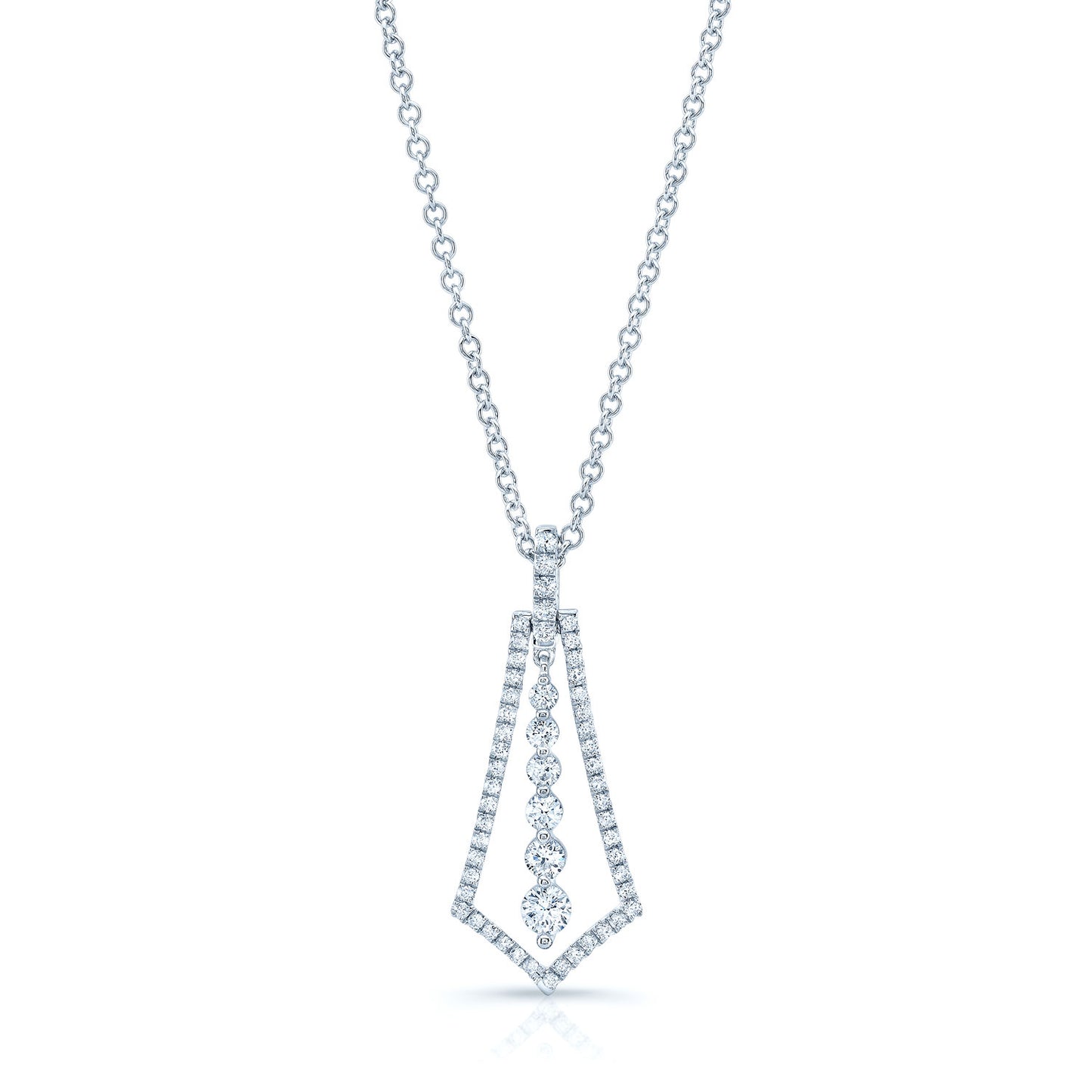 Diamond Kite-shape Pendant In 14k White Gold