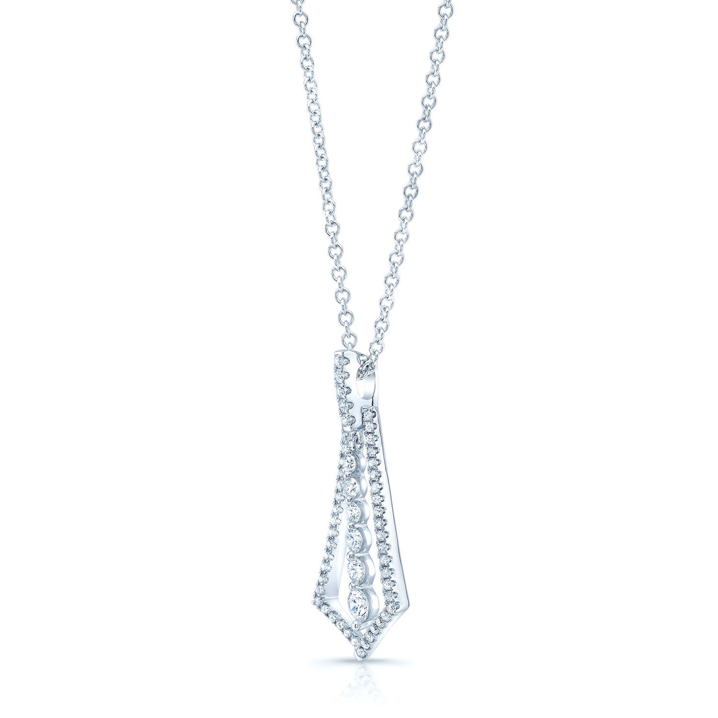 Diamond Kite-shape Pendant In 14k White Gold
