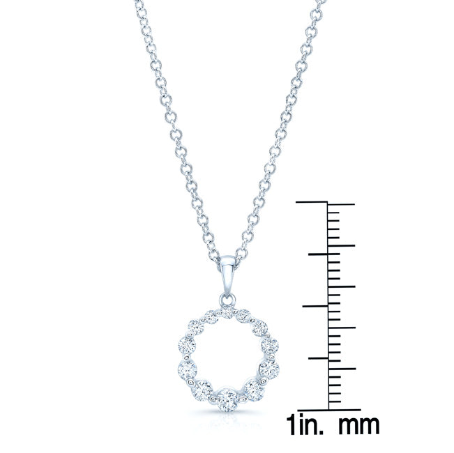 Diamond Graduated Circle Diamond Pendant In 14k White Gold