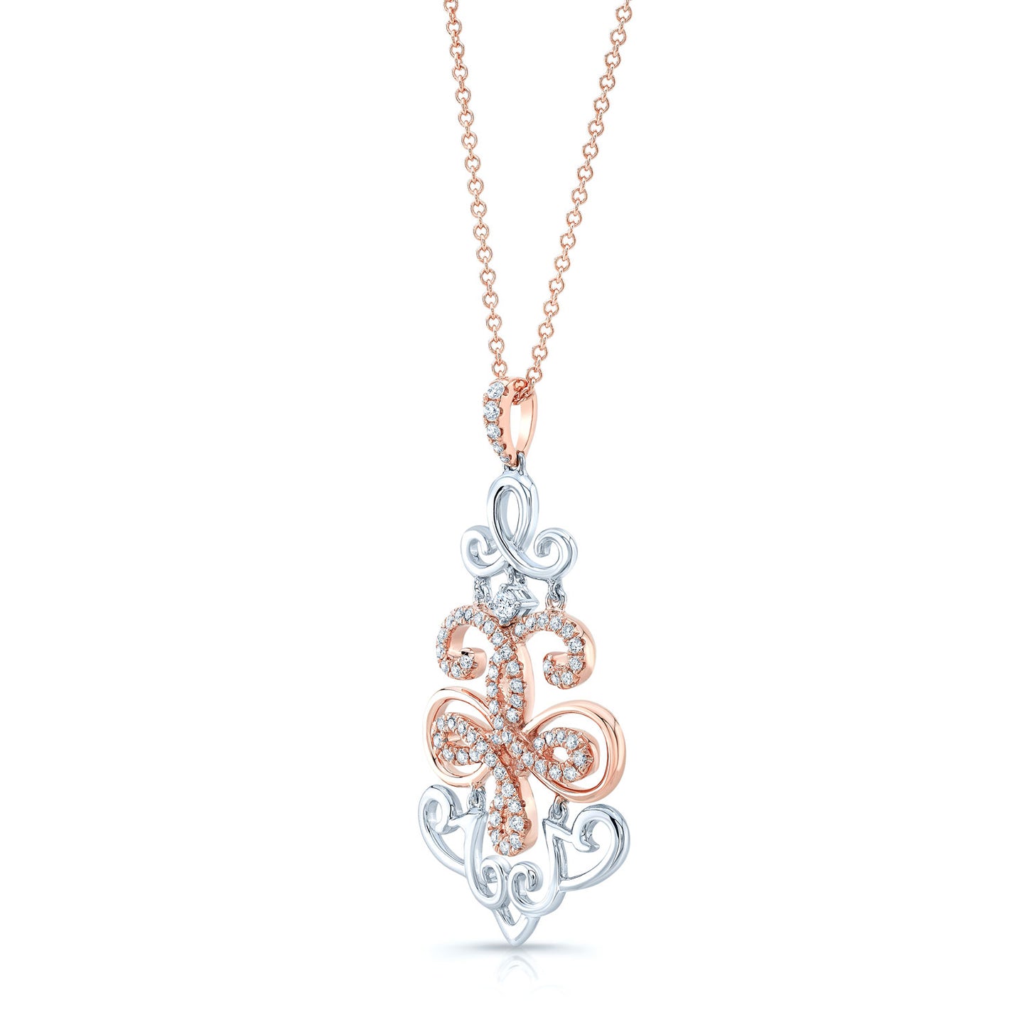 Diamond Filigree Design Pendant In 14k Two Tone Gold (1/2 Ct. Tw.)
