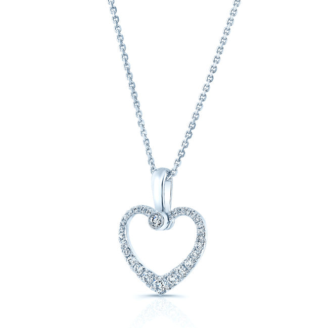Diamond Pave Heart Pendant In 14k White Gold (1/4 Ct.tw.)