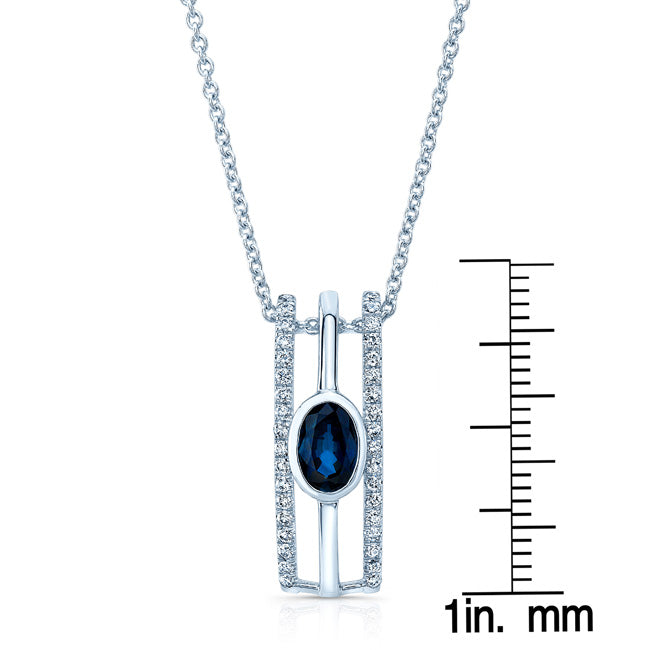 Sapphire And Diamond Open Work Pendant In 14k White Gold (1/5 Ct.tw.)