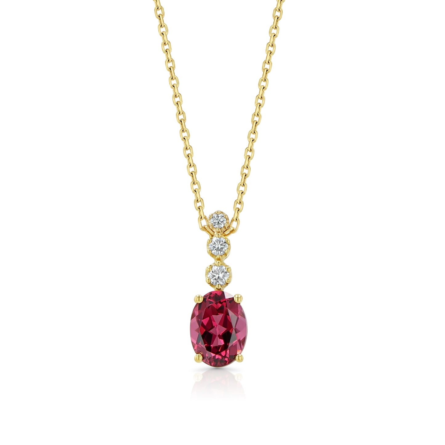 Rhodolite Garnet and Diamond Pendant in 14K Yellow Gold 0.09ctw