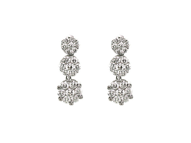 Triple Floral Diamond Drop Earring In 14k White Gold (1 2/3 Ct. Tw.)