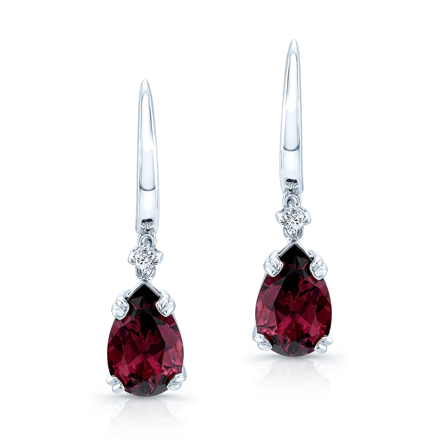 Rhodolite Garnet & Diamond Earrings In 14k White Gold