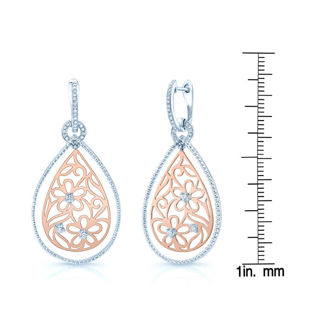 Open Floral Design With Diamond Pave Accents In 14k Two Tone Gold