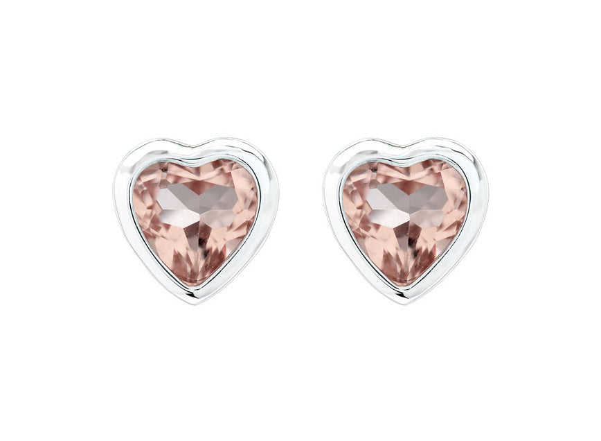 Heart Shaped Morganite & 14k White Gold Earring