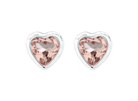 Heart Shaped Morganite & 14k White Gold Earring
