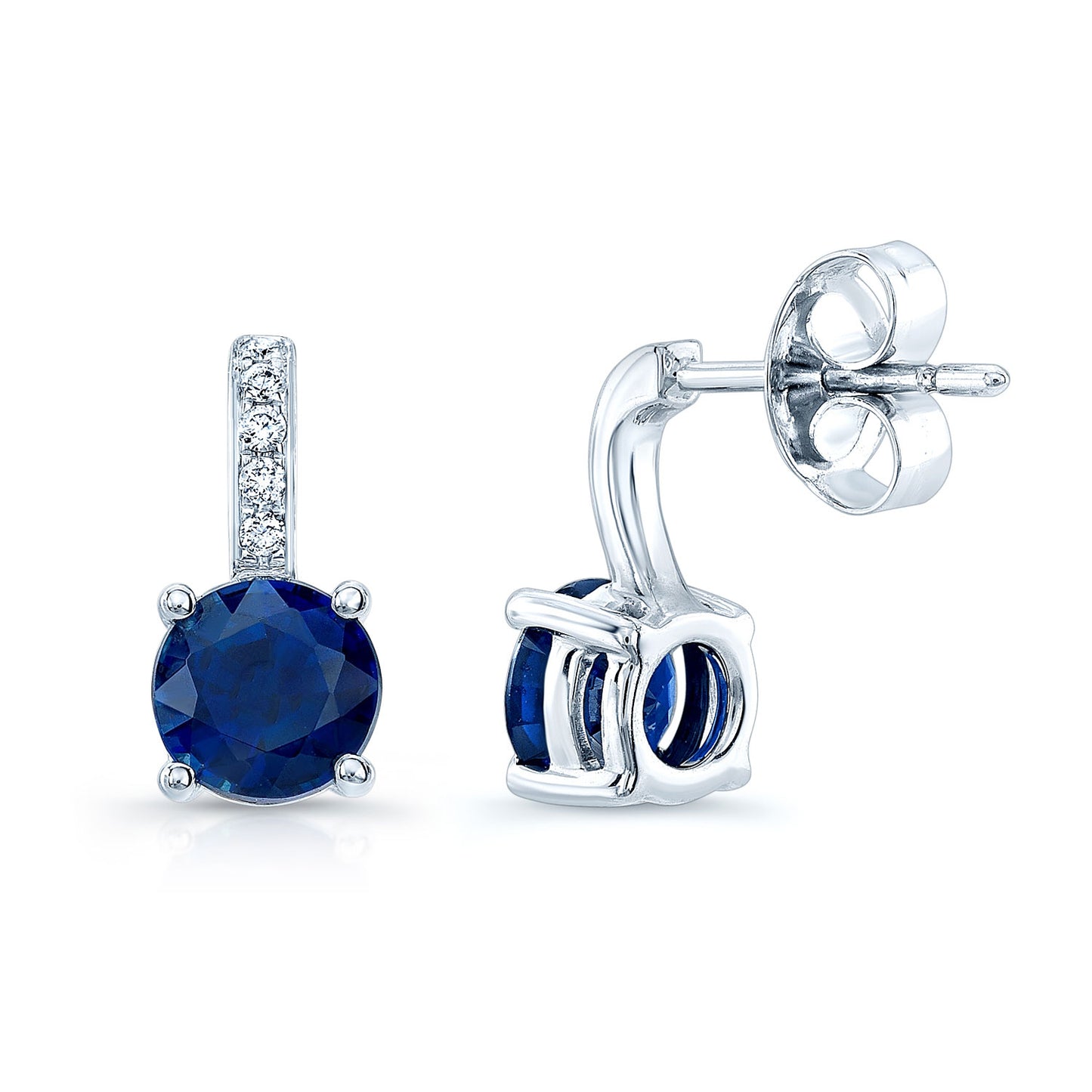 Sapphire And Diamond Earrings In 14k White Gold