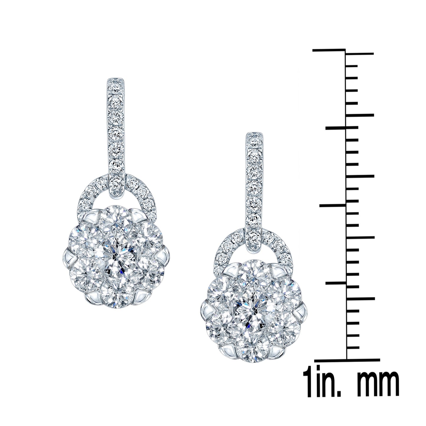 Diamond Drop Earring With Arched Hinge In 14k White Gold