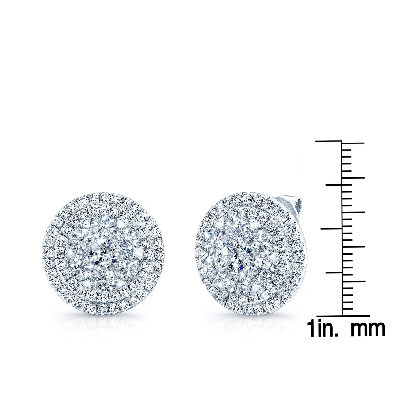 Diamond Cluster Shield Earrings In 14k White Gold