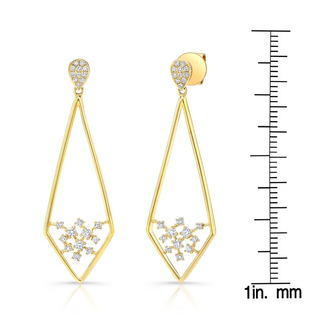 Diamond Pave Elongated Diamond Shaped Earrings In 14k Yellow Gold - No Dias On Top/posts