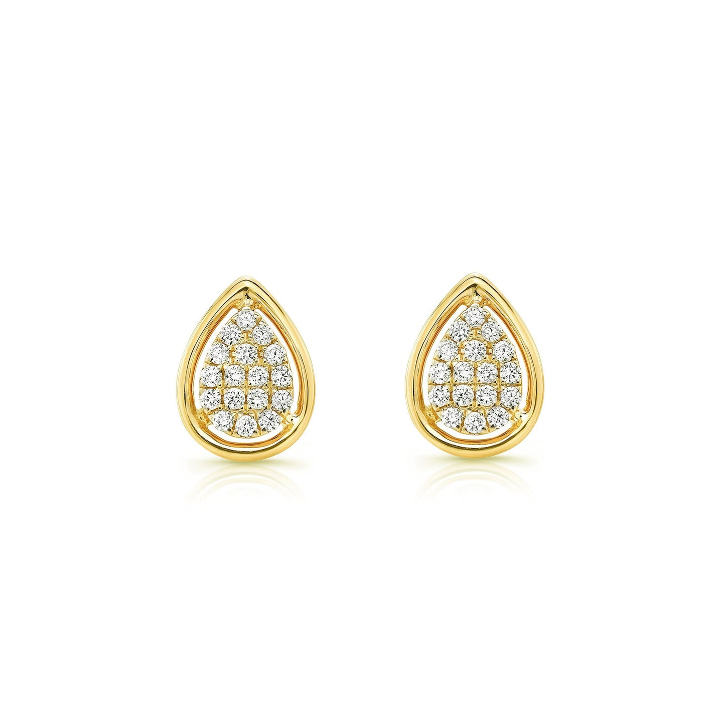 Diamond Teardrop Stud Earrings In 14k Yellow Gold 1/4ctw