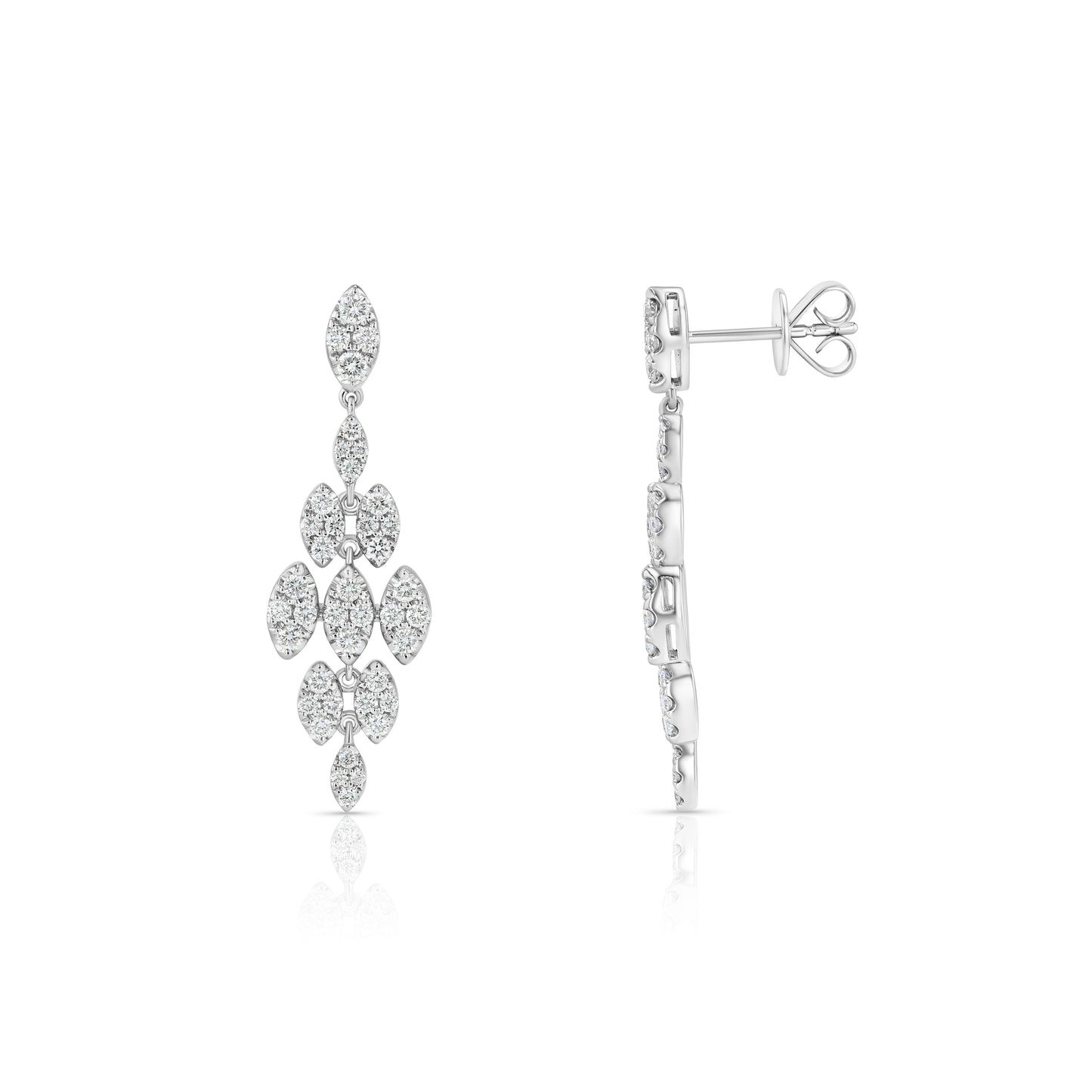 Diamond Chandelier Earrings in 14K White Gold 9/10ctw