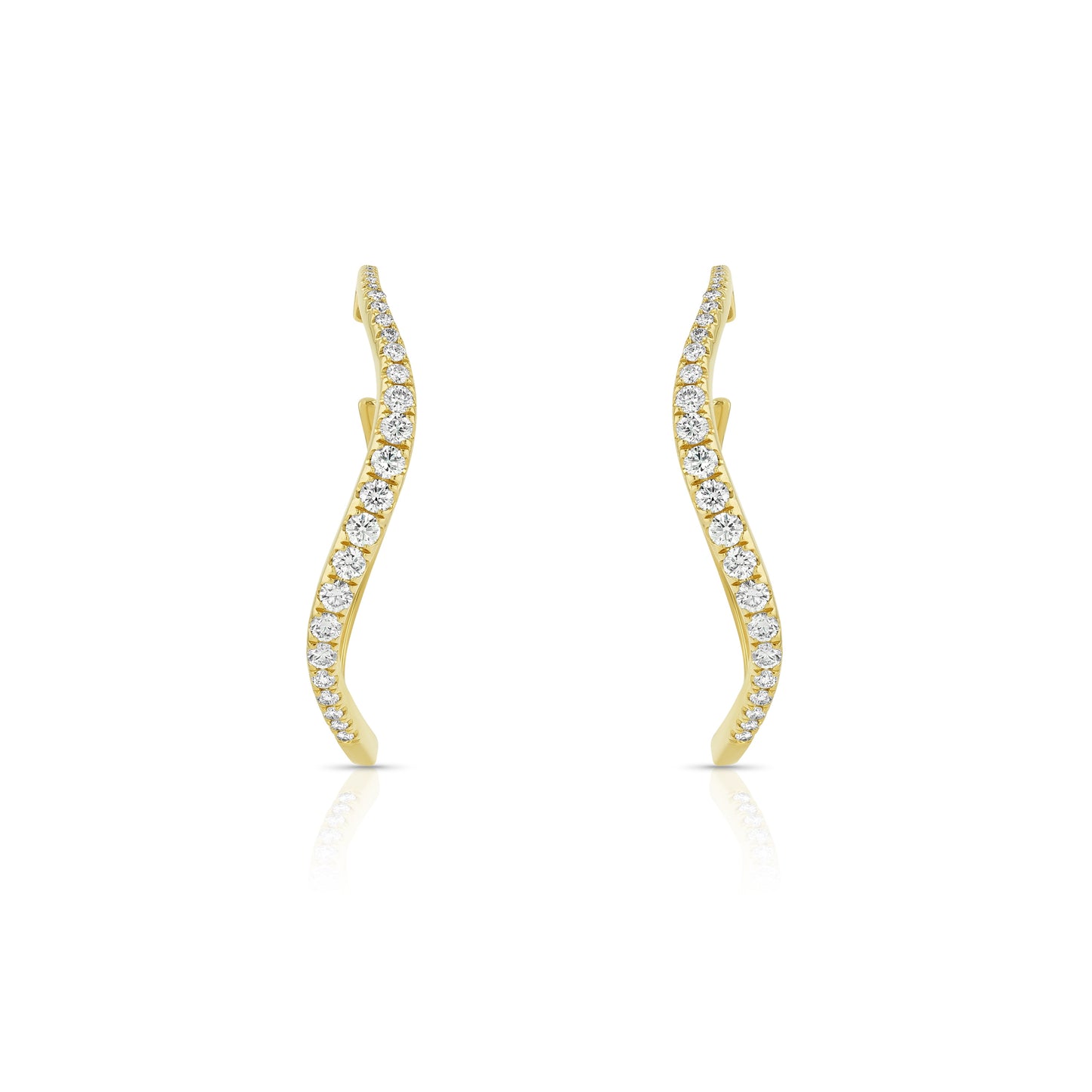 Diamond Wave Hoop Earrings in 14K Yellow Gold 1/2ctw