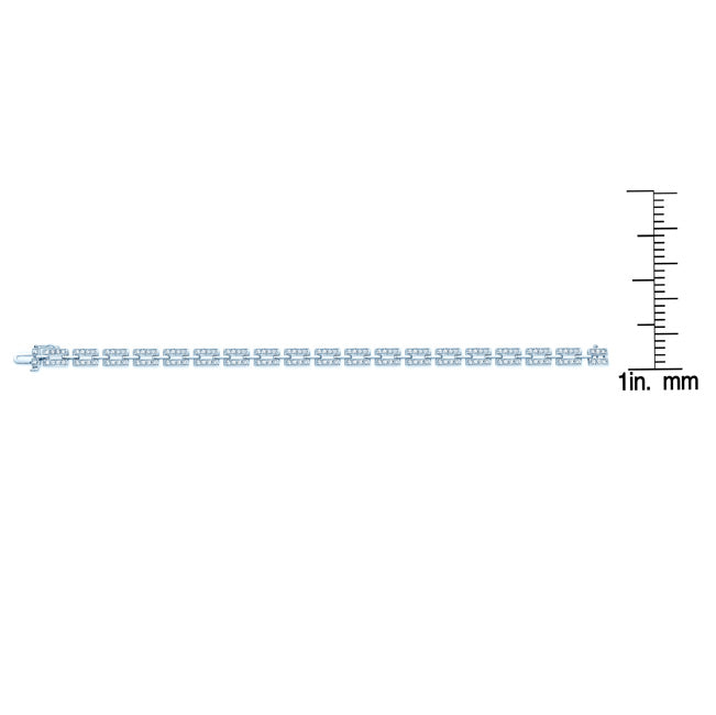 Diamond Pave Rectangle Link Bracelet In 14k White Gold (7.5 Inch)