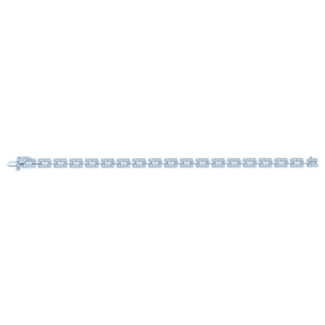 Diamond Pave Rectangle Link Bracelet In 14k White Gold (7.5 Inch)