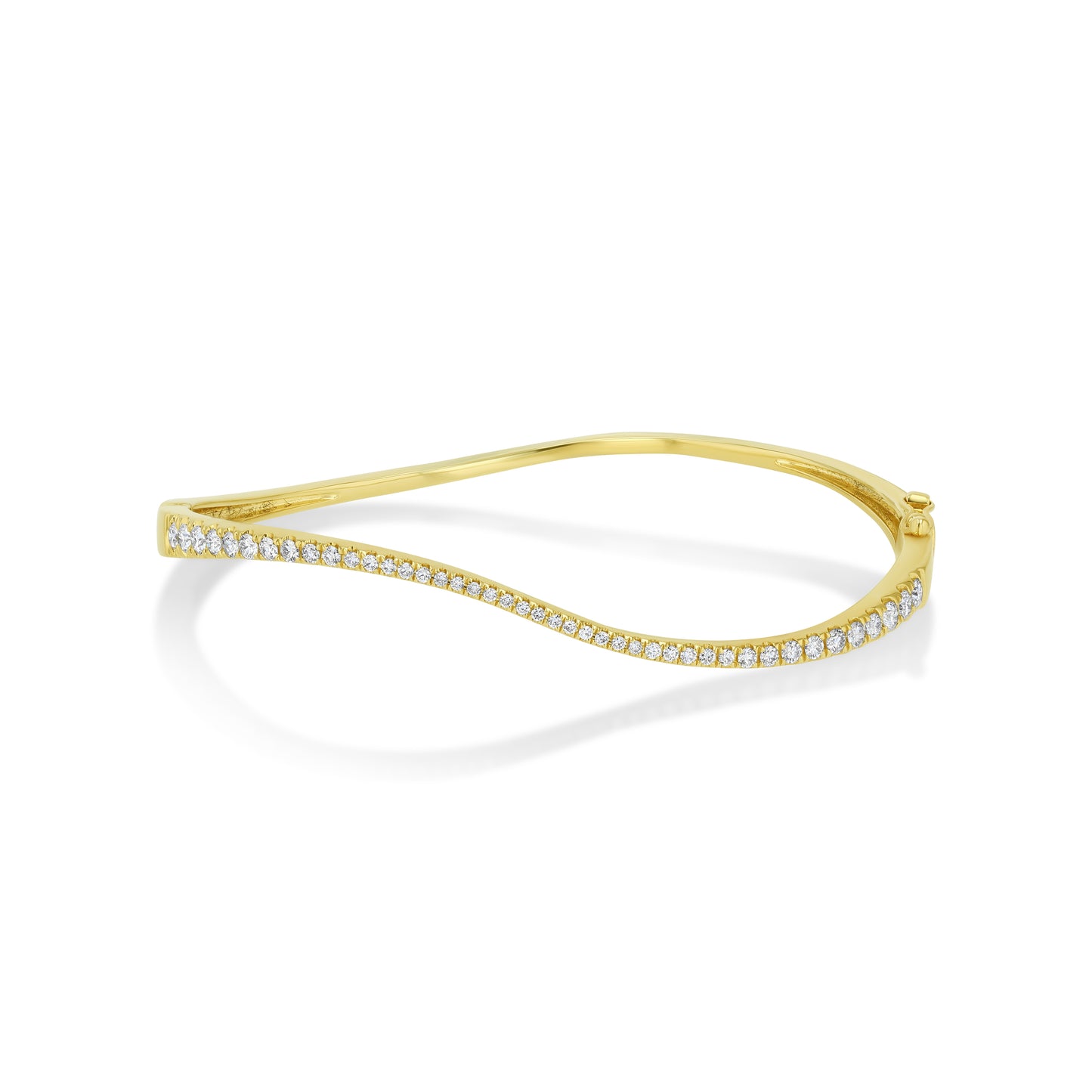 Diamond Wave Bangle Bracelet in 14K Yellow Gold 4/5ctw