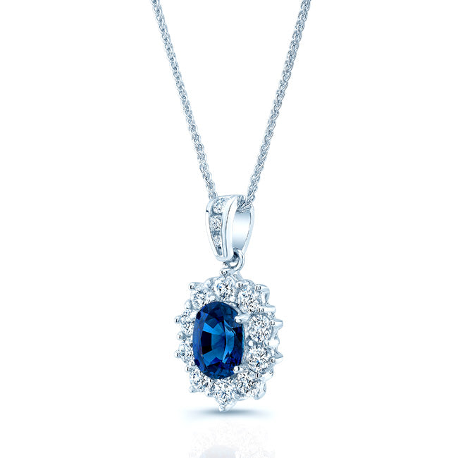 Sapphire And Diamond Pendant In 18k White Gold