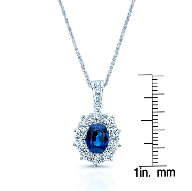 Sapphire And Diamond Pendant In 18k White Gold