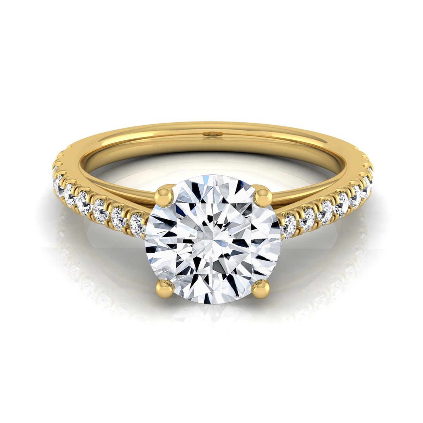 1 1/4ctw Round Diamond Classic 4 Prong Engagement Ring In 14k Yellow Gold, Igi-certified