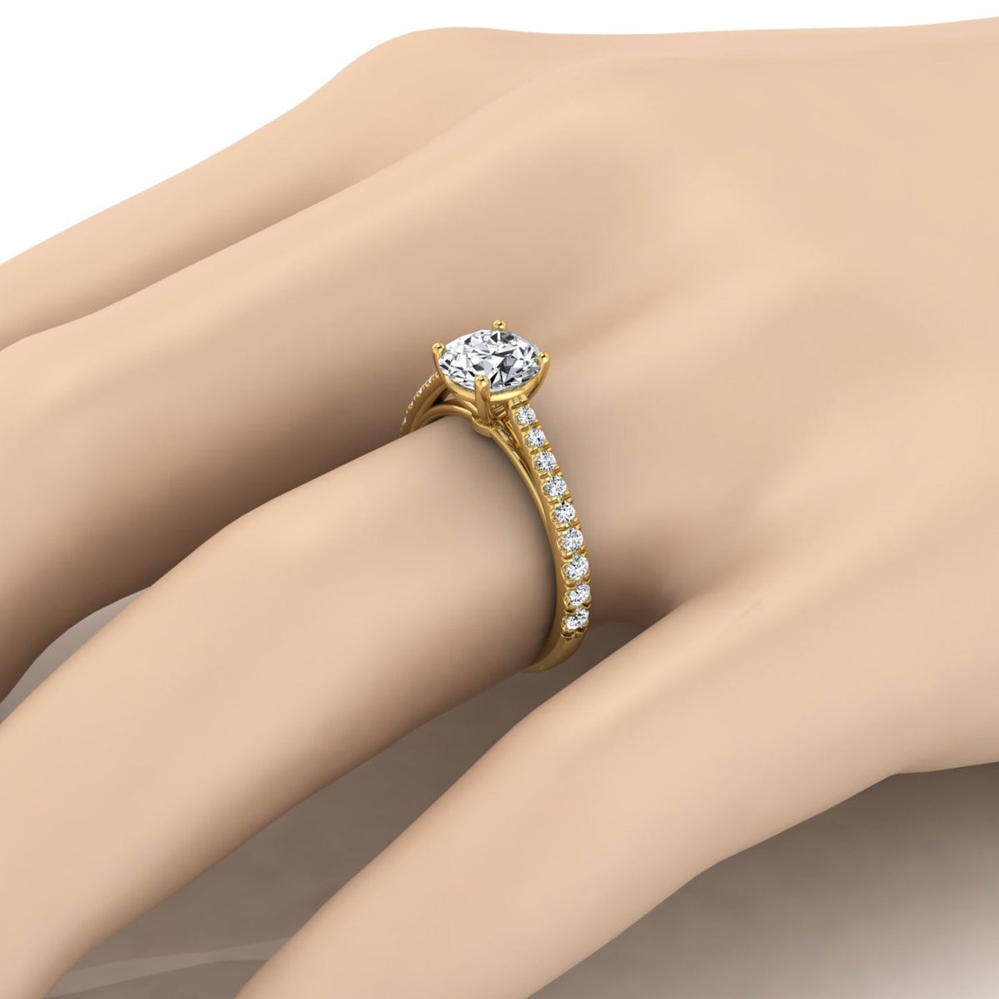 1 1/4ctw Round Diamond Classic 4 Prong Engagement Ring In 14k Yellow Gold, Igi-certified
