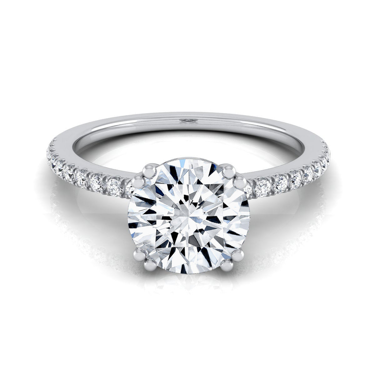1 1/6ctw Round Diamond Classic Petite Split Prong Igi-certified Engagement Ring In 14k White Gold