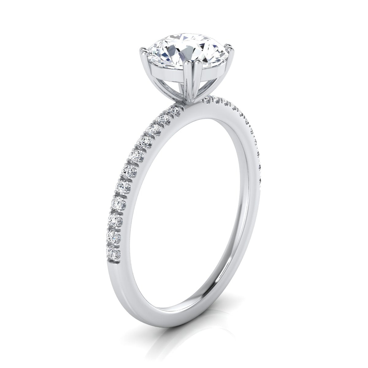 1 1/6ctw Round Diamond Classic Petite Split Prong Igi-certified Engagement Ring In 14k White Gold