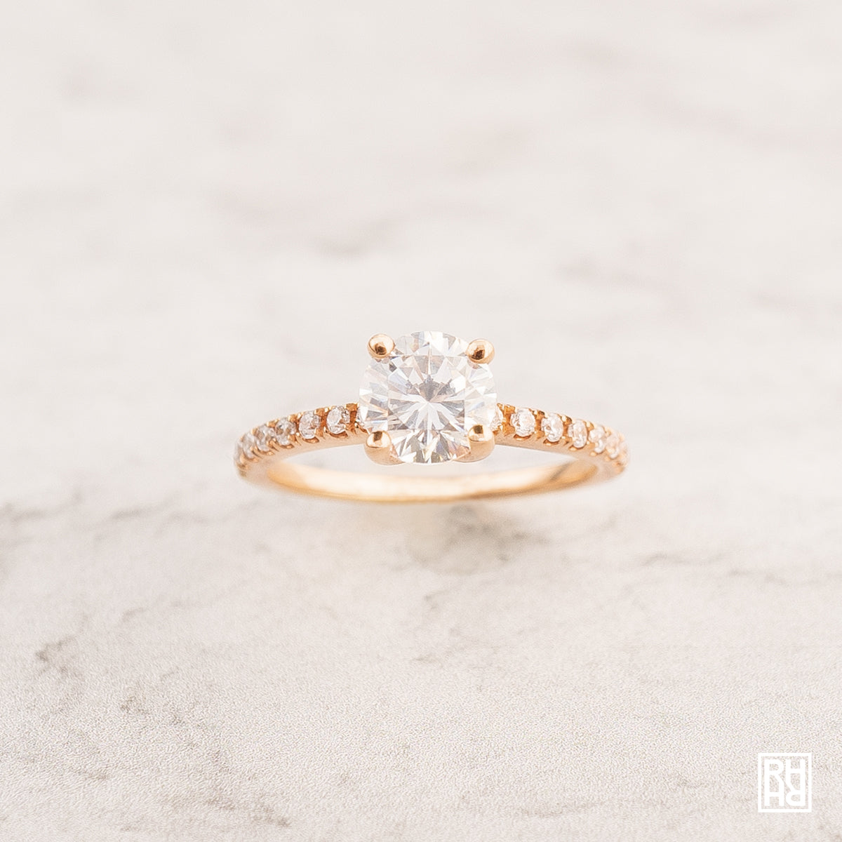 1 1/5ctw Round Center Classic Petite Split Prong Diamond Engagement Ring In 14k Rose Gold, Igi-certified