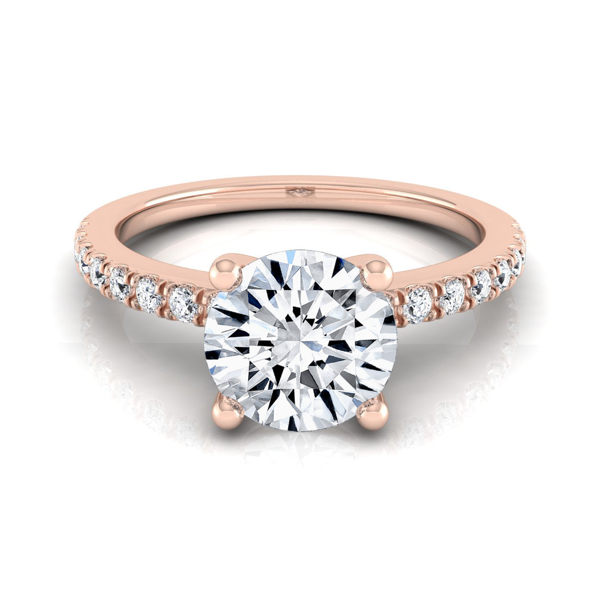 1 1/5ctw Round Center Classic Petite Split Prong Diamond Engagement Ring In 14k Rose Gold, Igi-certified
