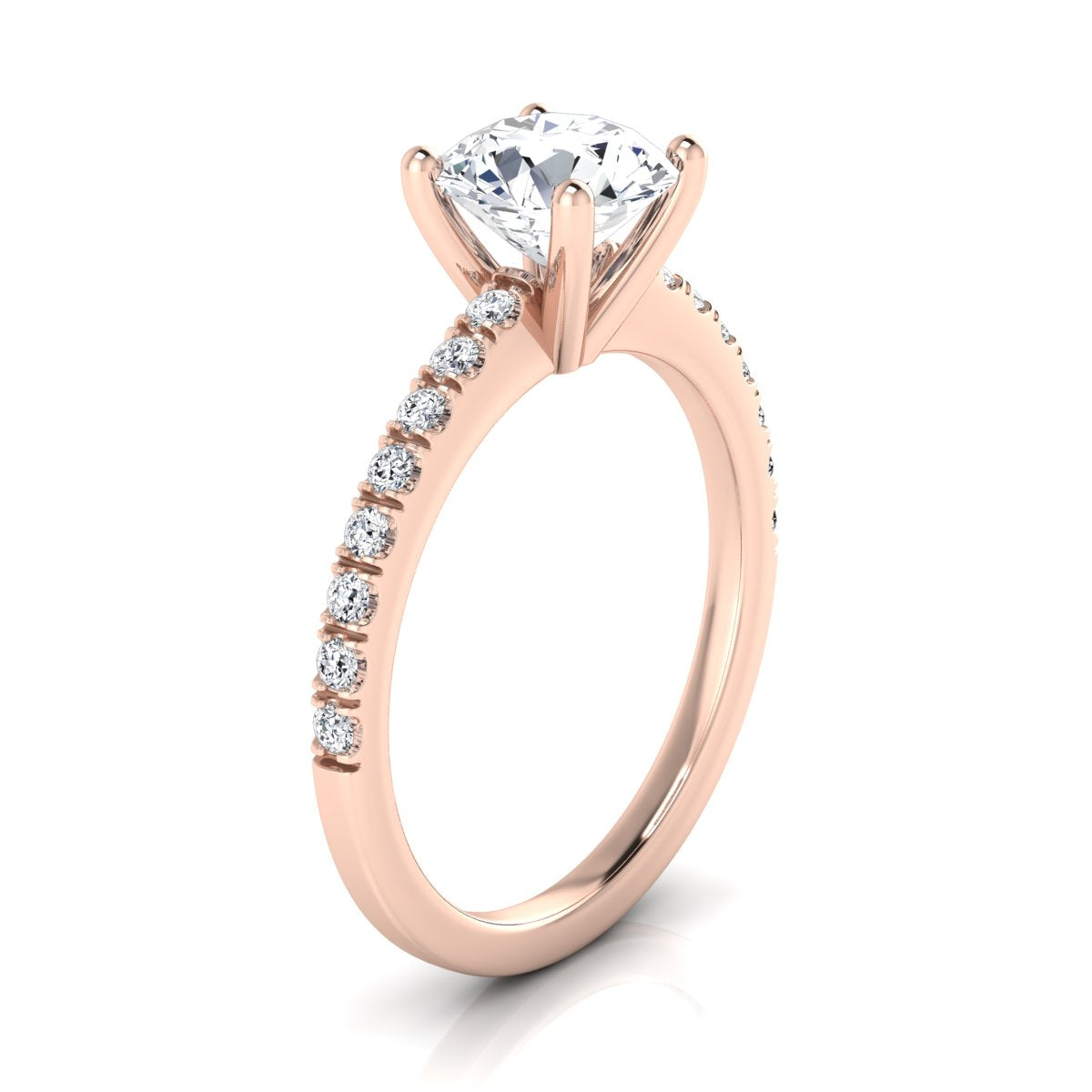 1 1/5ctw Round Center Classic Petite Split Prong Diamond Engagement Ring In 14k Rose Gold, Igi-certified