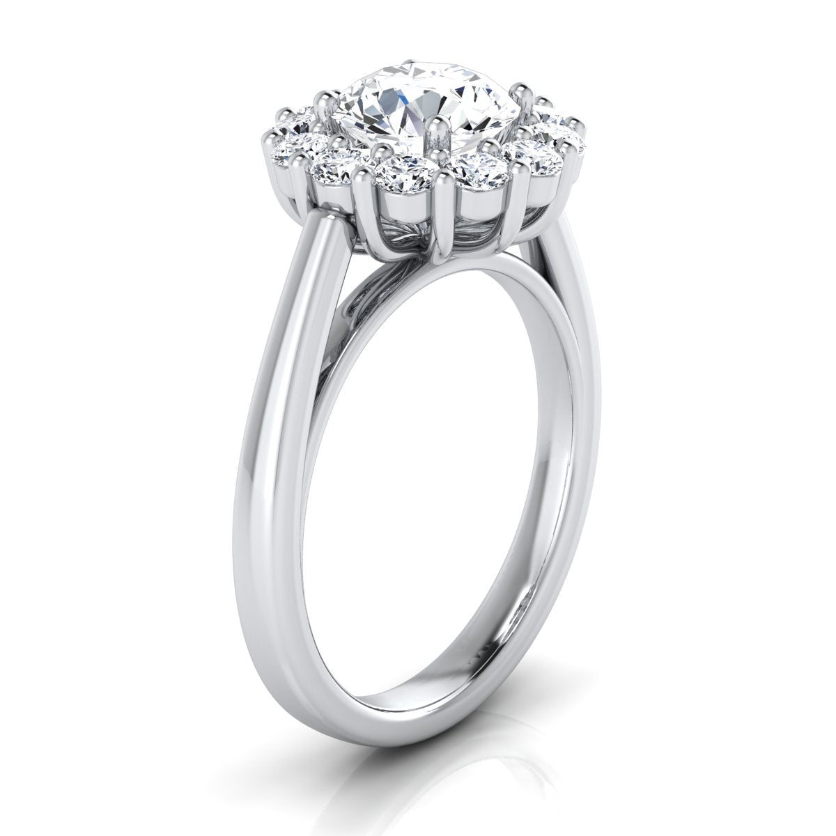 1 4/5ctw Round Diamond Prong-set Halo Engagement Ring In 14k White Gold, Igi-certified