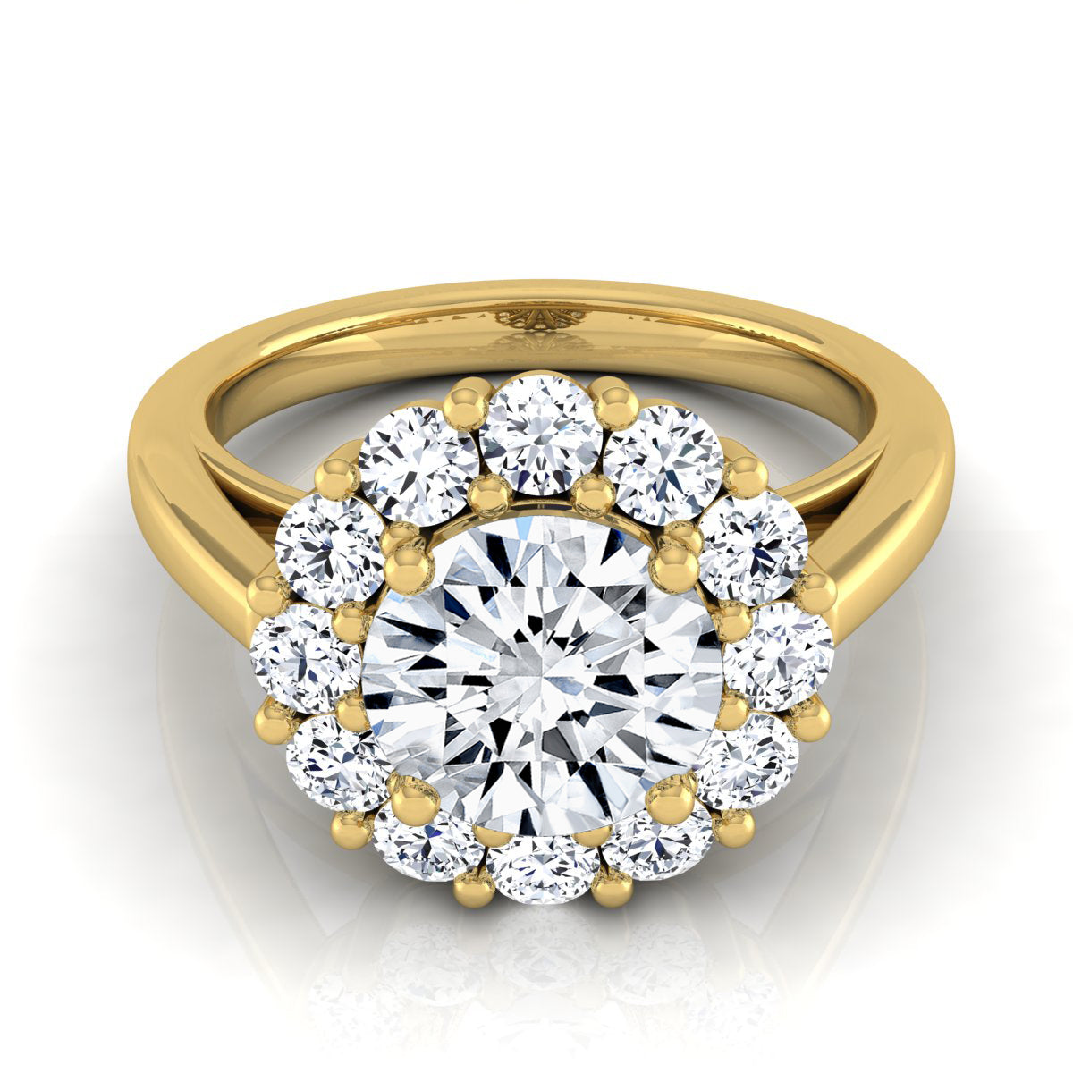 1 4/5ctw Round Diamond Prong-set Halo Engagement Ring In 14k Yellow Gold, Igi-certified