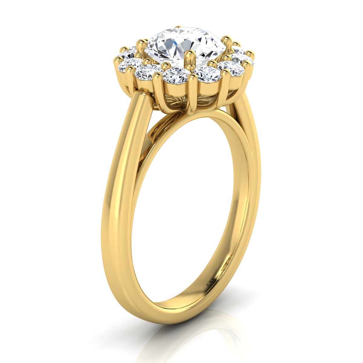 1 4/5ctw Round Diamond Prong-set Halo Engagement Ring In 14k Yellow Gold, Igi-certified