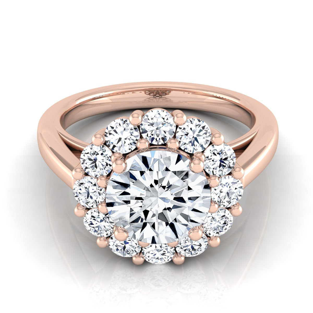 1 4/5ctw Round Diamond Prong-set Halo Engagement Ring In 14k Rose Gold, Igi-certified