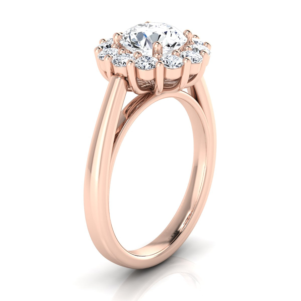1 4/5ctw Round Diamond Prong-set Halo Engagement Ring In 14k Rose Gold, Igi-certified