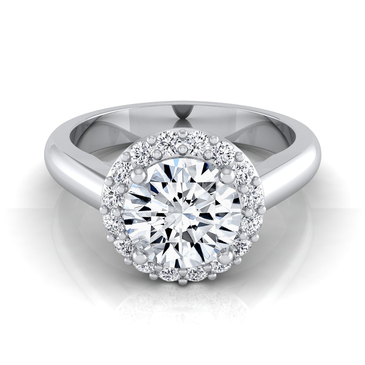 1 1/5ctw Round Diamond Classic Halo Engagement Ring In 14k White Gold, Igi-certified