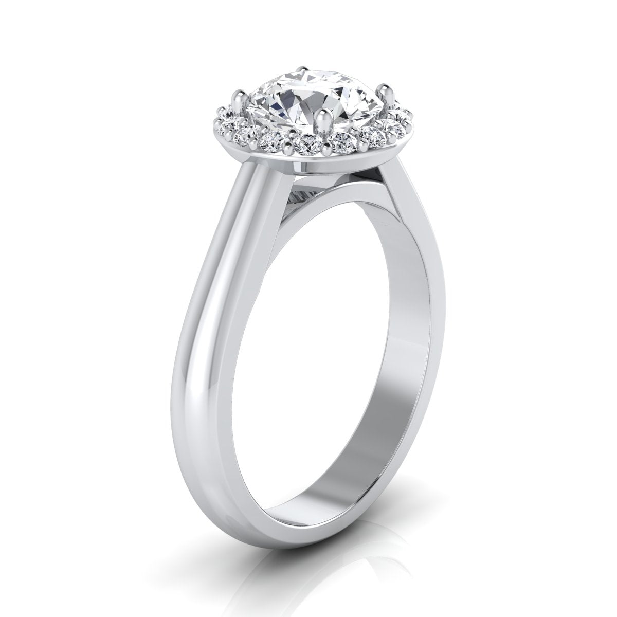 1 1/5ctw Round Diamond Classic Halo Engagement Ring In 14k White Gold, Igi-certified