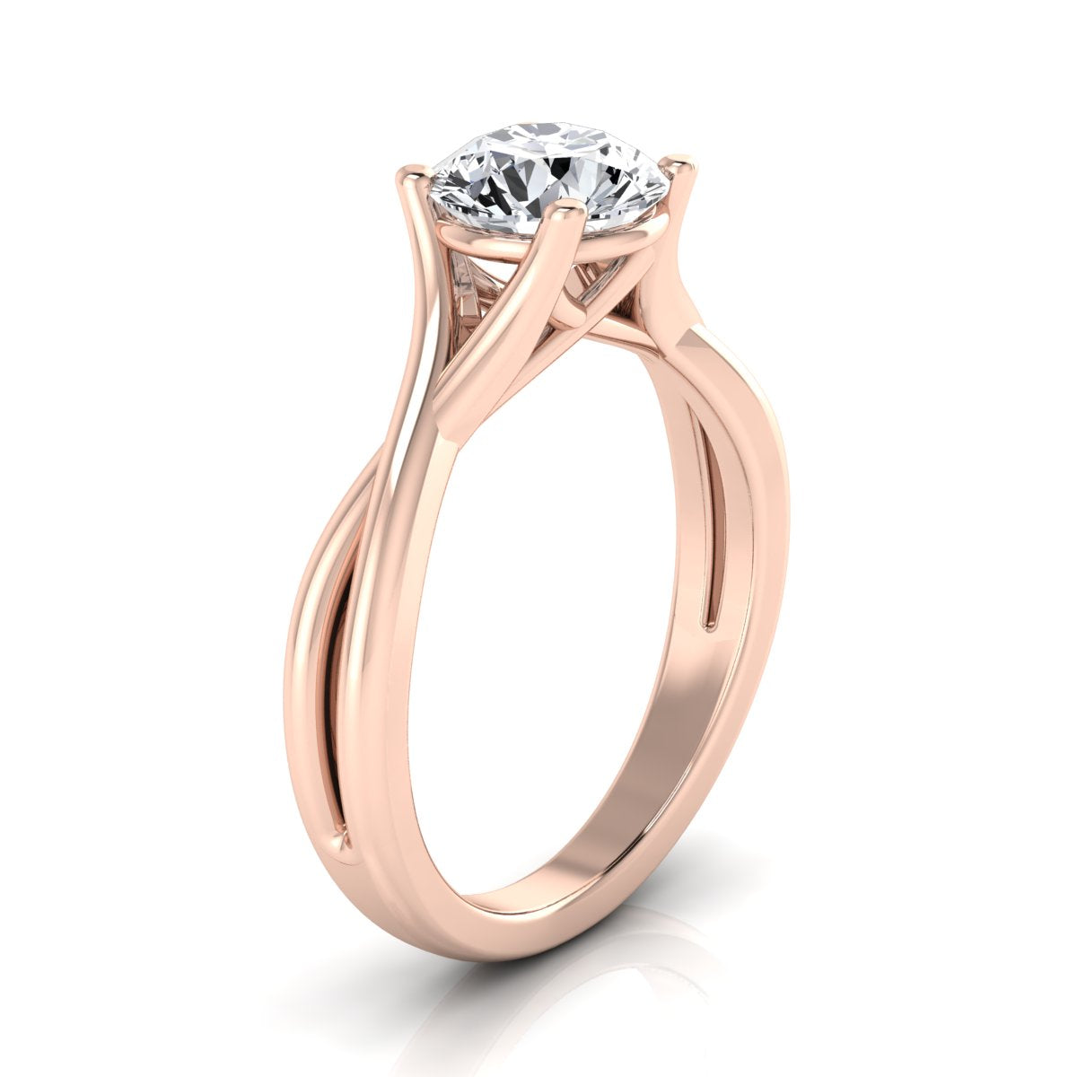 1ct Round Diamond Solitaire Engagement Ring With Trellis Basket In 14k Rose Gold, Igi-certified