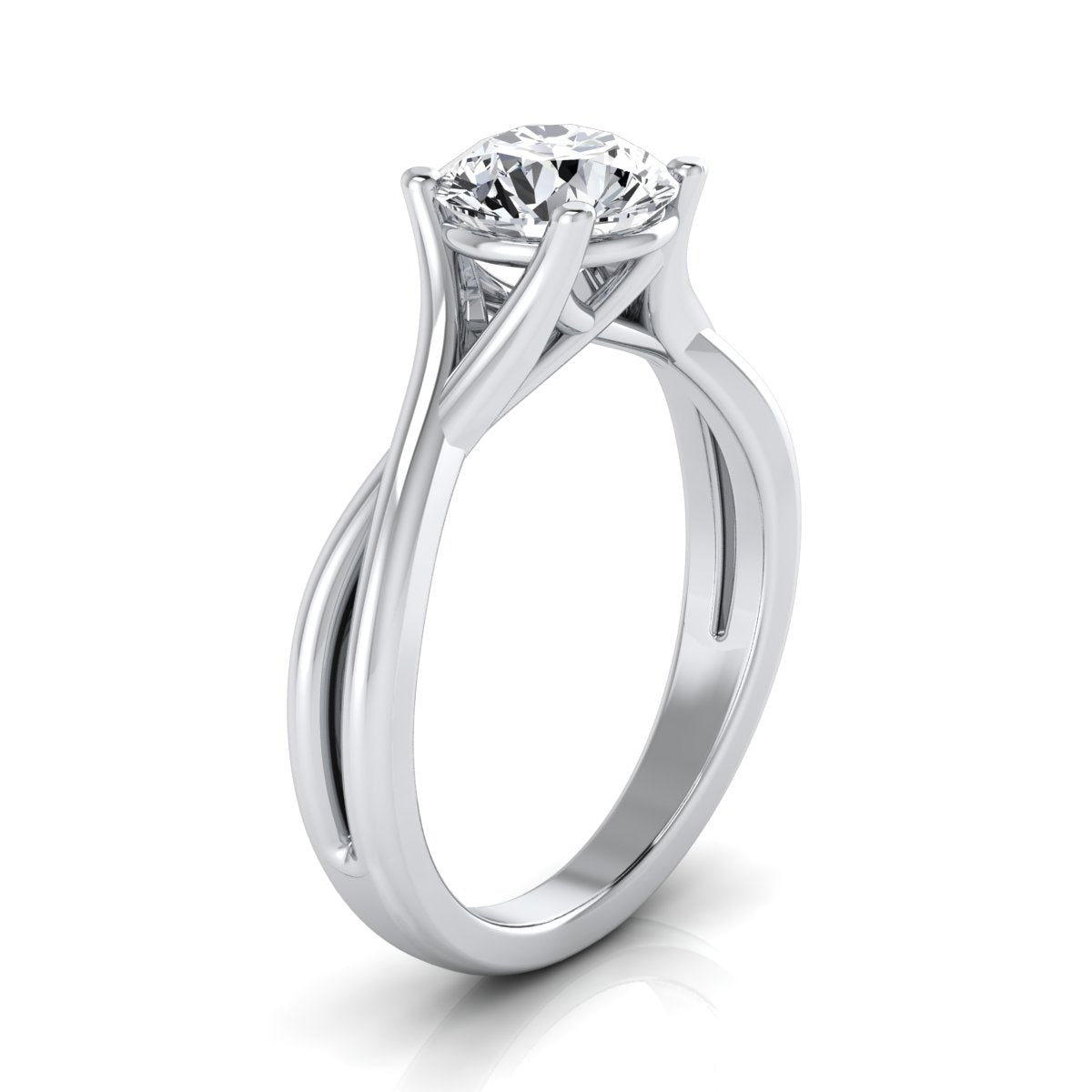 1ct Round Diamond Solitaire Engagement Ring With Trellis Basket In 14k White Gold, Igi-certified