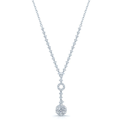 Diamond Cluster Y-necklace In 14k White Gold