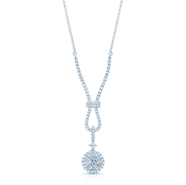 Diamond Cluster Riata Necklace In 14k White Gold