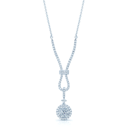Diamond Cluster Riata Necklace In 14k White Gold