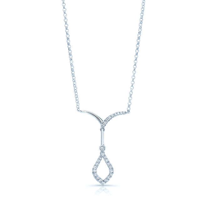Open Kite Diamond Drop Necklace In 14k White Gold 18 Inch Length