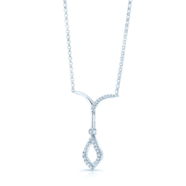 Open Kite Diamond Drop Necklace In 14k White Gold 18 Inch Length