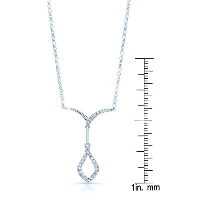 Open Kite Diamond Drop Necklace In 14k White Gold 18 Inch Length