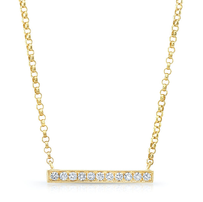 Diamond Bar Necklace In 14k Yellow Gold